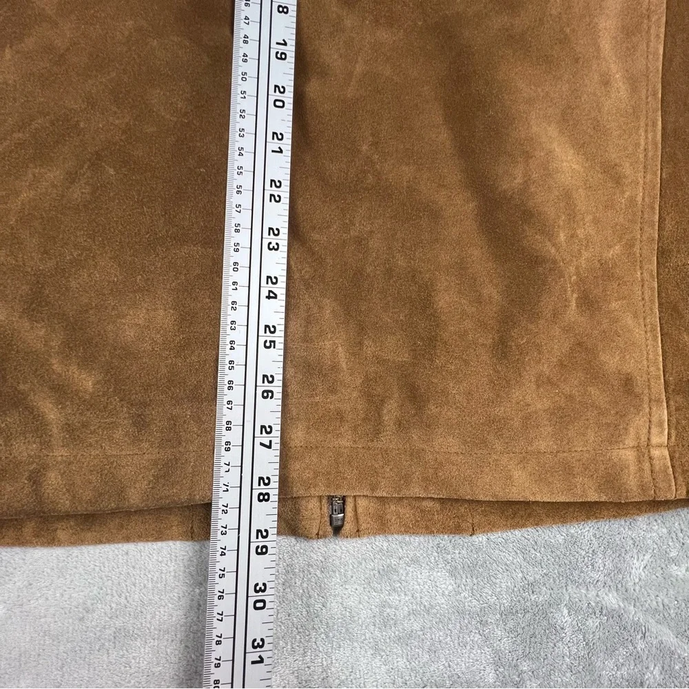 Vintage Banana Republic Suede Leather Jacket Mens Size XL Tan Moto Lined Y2K